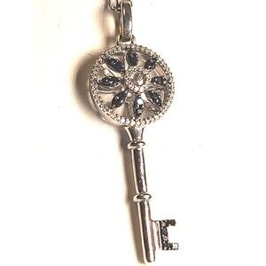 Vintage 925 JWBR  Sterling Silver Chain & Key Pendant Necklace